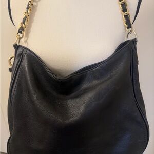 Audrey Brooke Black Hobo Bag with Gold Chain